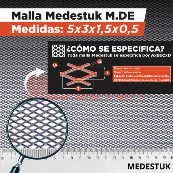 Malla Medestuk - M.De <br> 5x3x1,5x0,5 <br> de [ 0,5x6-0,6x6 ] metros - Imagen 2