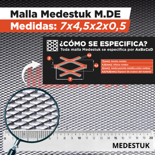 Malla Medestuk - M.De <br> 7x4,5x2x0,5 <br> de [ 0,5x6,2-0,6x6,2 ] metros - Imagen 2