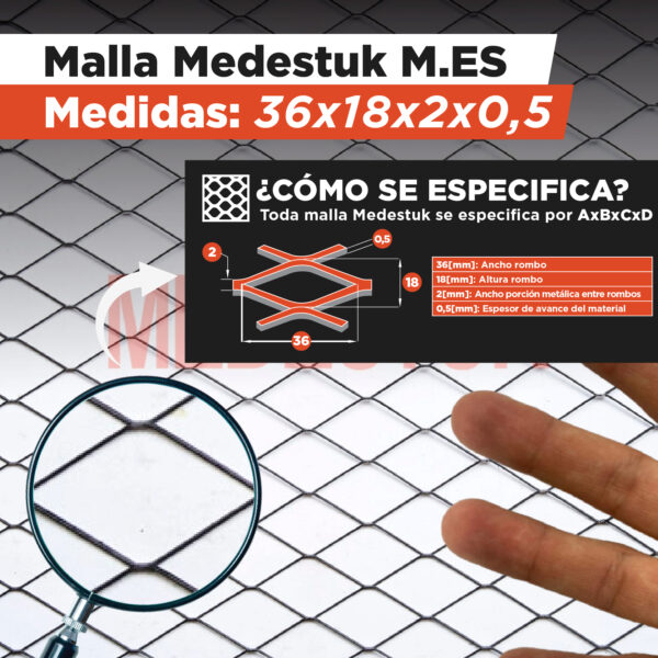 Malla Medestuk - M.Es <br> Estuco 36x18x2x0,5 <br> de 1x32,5m - Imagen 2