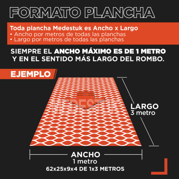 Malla Medestuk - M.Gr <br> 62x25x9x4 Galvanizada <br> de [ 1x3 ] metros - Imagen 4
