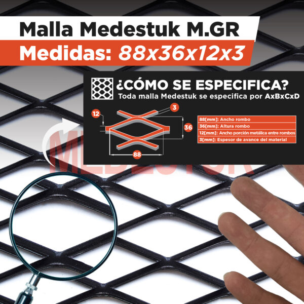 Malla Medestuk - M.Gr <br> 88x36x12x3 <br> de [ 1x2-1x3 ] metros - Imagen 2