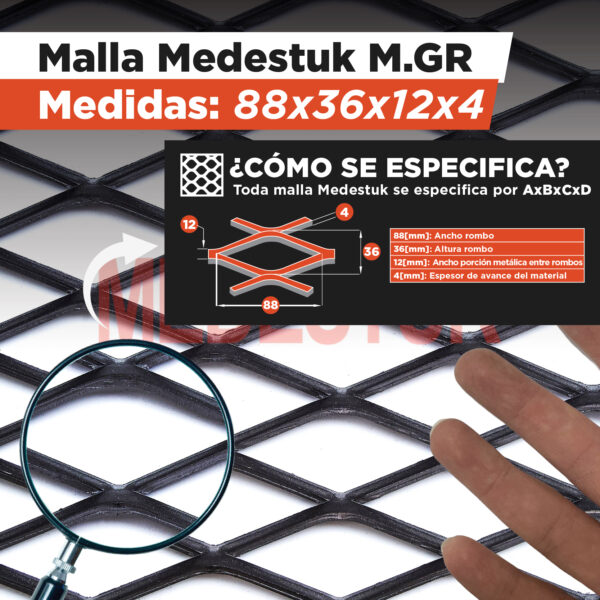 Malla Medestuk - M.Gr<br> 88x36x12x4 <br> de [ 1x2-1x3 ] metros - Imagen 2