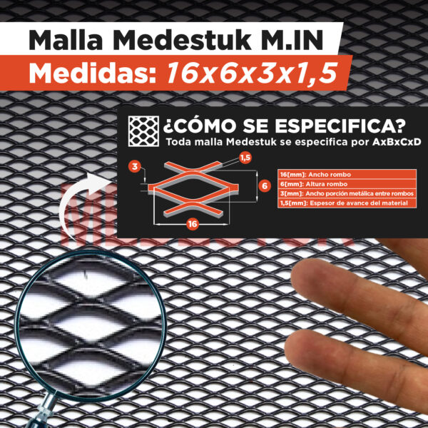 Malla Medestuk - M.In <br> 16x6x3x1,5 <br> de [ 1x2-1x3-1x7 ] metros - Imagen 2