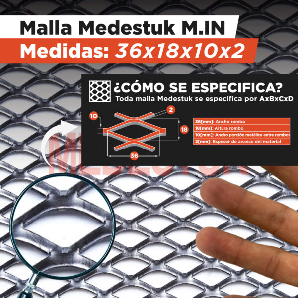 Malla Medestuk - M.In <br> 36x18x10x2 <br> de [ 1x3-1x6 ] metros - Imagen 2