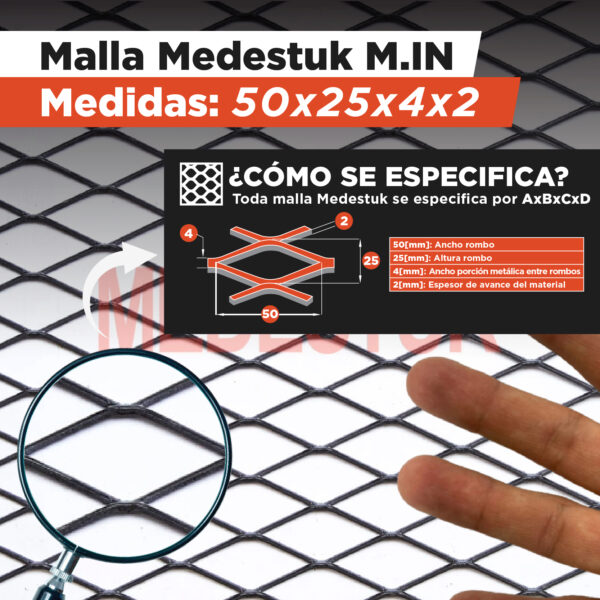 Malla Medestuk - M.In <br> 50x25x4x2 <br> de [ 1x18 ] metros - Imagen 2
