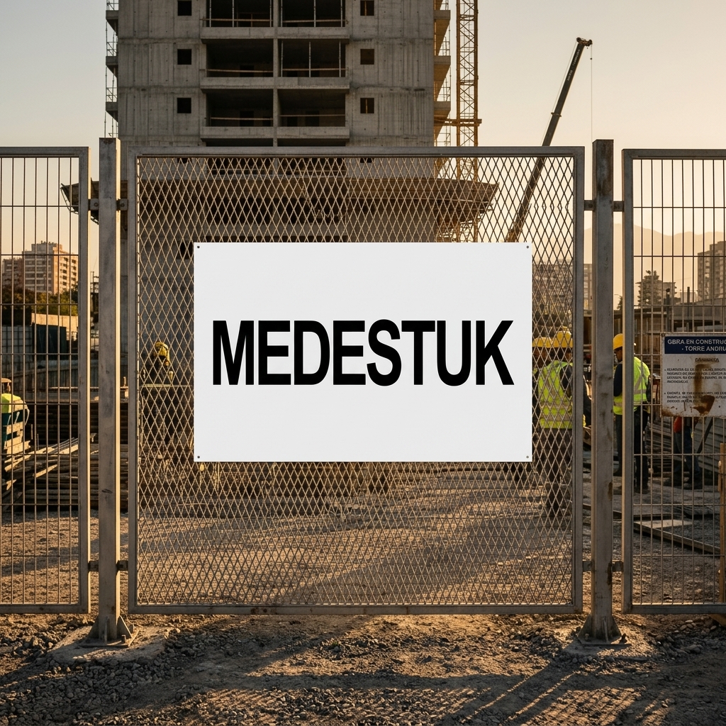 Rejas Medestuk en perímetro de obra de construcción — seguridad industrial en proyectos