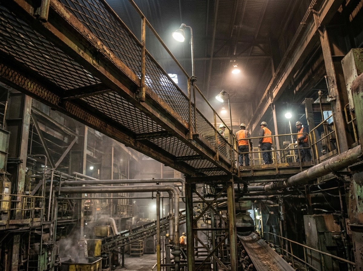 Pasarela industrial de gran volumen con Malla Medestuk M.GR 135×40
