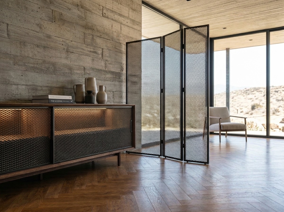 Malla Medestuk 16×6 como separador de ambiente con trama densa fina